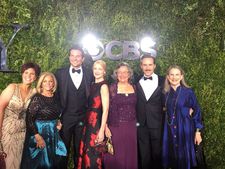 Nominees Bradley Cooper, Patricia Clarkson, and Alessandro Nivola with their dates (mums) for the Tony Awards. The Elephant Man stars will be flying back to London today to continue their run in the revival of Bernard Pomerance's play at the Theatre Royal Haymarket through August 8.